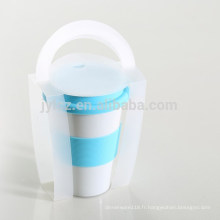 Tasse de café de voyage de porcelaine de 14oz avec le couvercle de silicone